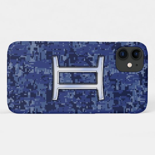Gemini-Zeichen auf Blue Digital Camouflage Case-Mate iPhone Hülle (Rückseite (Horizontal))