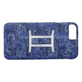 Gemini-Zeichen auf Blue Digital Camouflage Case-Mate iPhone Hülle (Rückseite (Horizontal))