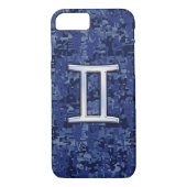 Gemini-Zeichen auf Blue Digital Camouflage Case-Mate iPhone Hülle (Rückseite)