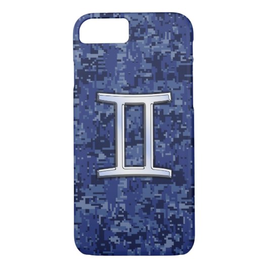 Gemini-Zeichen auf Blue Digital Camouflage Case-Mate iPhone Hülle (Rückseite)