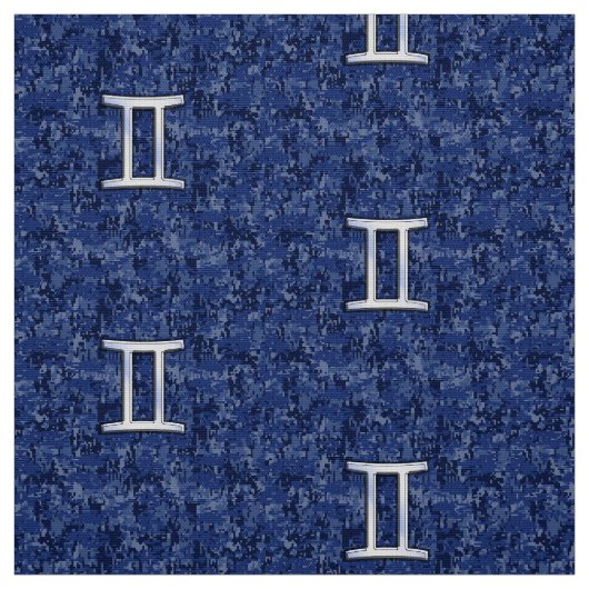 Gemini-Zeichen auf Blue Digital Camouflage Stoff (Muster)
