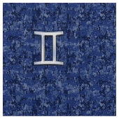 Gemini-Zeichen auf Blue Digital Camouflage Stoff (Nahaufnahme)