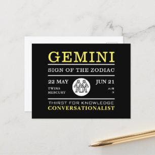 Gemini-Zeichen des Zodiaks, astrologisch Postkarte