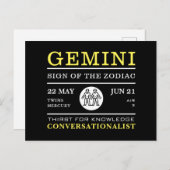 Gemini-Zeichen des Zodiaks, astrologisch Postkarte (Vorne/Hinten)