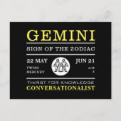 Gemini-Zeichen des Zodiaks, astrologisch Postkarte (Vorderseite)