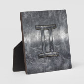 Gemini-Zeichen im gestressten Siver Steel-Stil Fotoplatte (Vorderseite)