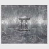 Gemini-Zeichen im gestressten Siver Steel-Stil Geschenkpapier (Flach)