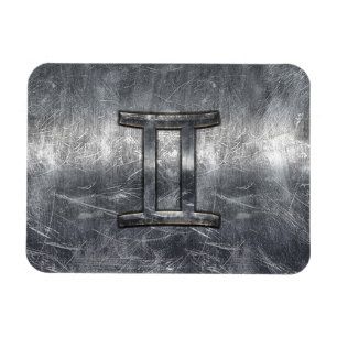 Gemini-Zeichen im gestressten Siver Steel-Stil Magnet
