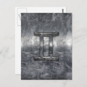 Gemini-Zeichen im gestressten Siver Steel-Stil Postkarte (Vorne/Hinten)