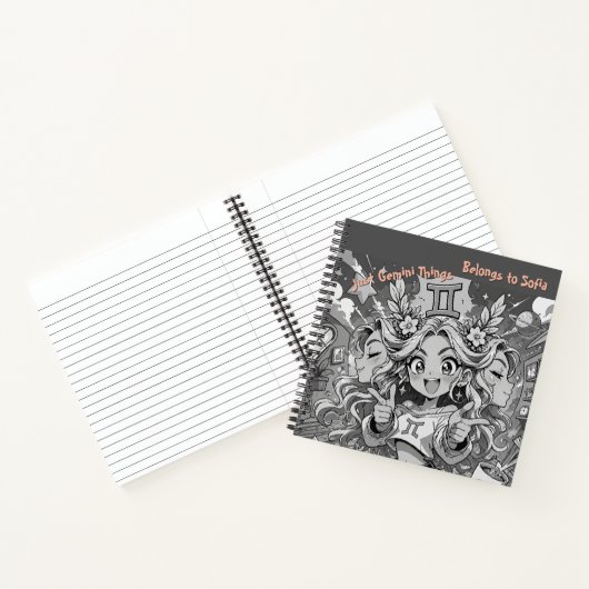 Gemini Zodiac Anime Creative Square Journal Notizblock (Innenseite)