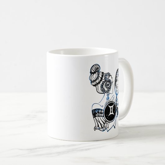 Gemini Zodiac Art Deco Lady Kaffeetasse (VorderseiteRechts)