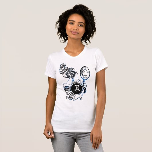 Gemini Zodiac Art Deco Lady T-Shirt (Vorne ganz)