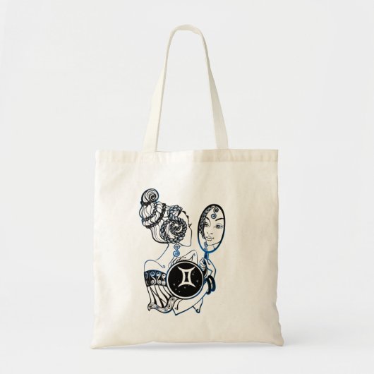 Gemini Zodiac Art Deco Lady Tragetasche (Vorne)