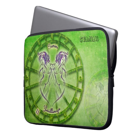 Gemini Zodiac Astrologie Design Laptopschutzhülle (Vorderseite Links)