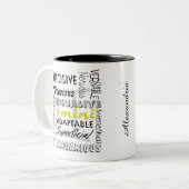 Gemini-Zodiac-Astrologie Horoskop-Eigenschaften Co Zweifarbige Tasse (Vorderseite Links)