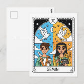 Gemini Zodiac Astrologie Illustration Postkarte (Vorne/Hinten)