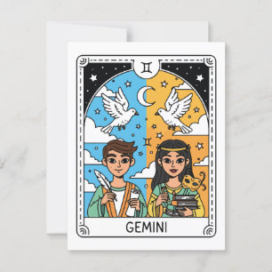Gemini Zodiac Astrologie Illustration Postkarte