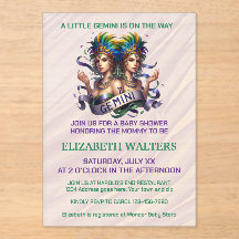 Gemini Zodiac Baby Shower Lavender and Green