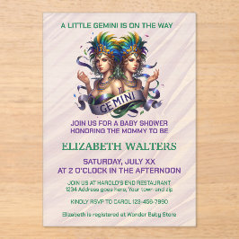 Gemini Zodiac Baby Shower Lavender and Green Acryleinladungen