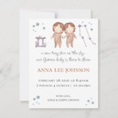 Gemini Zodiac Birth Announcement Feiertagskarte (Vorderseite)