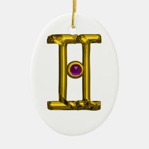 GEMINI ZODIAC BIRTHDAY JEWEL Lila Alexandrite Keramik Ornament