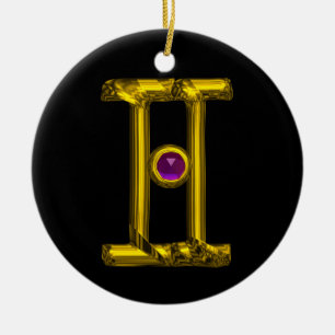 GEMINI ZODIAC BIRTHDAY JEWEL Lila Alexandrite Keramikornament