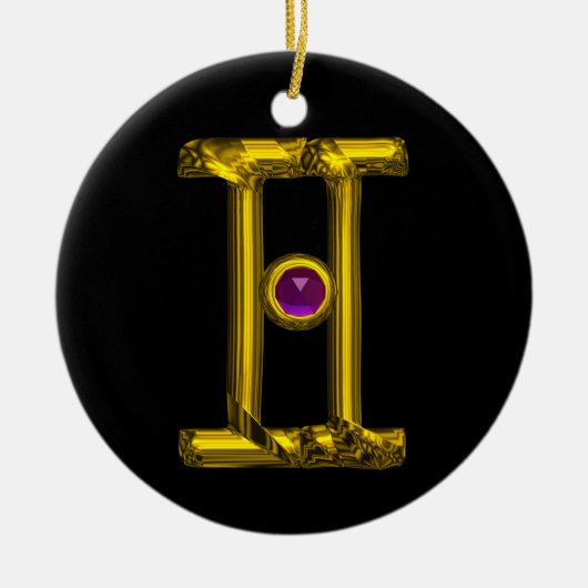 GEMINI ZODIAC BIRTHDAY JEWEL Lila Alexandrite Keramikornament (Vorne)