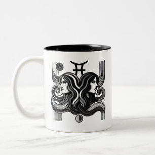 Gemini Zodiac Black and White Coffee Tasse