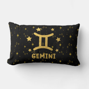 Gemini Zodiac Black und Gold Lumbar Pillow Lendenkissen