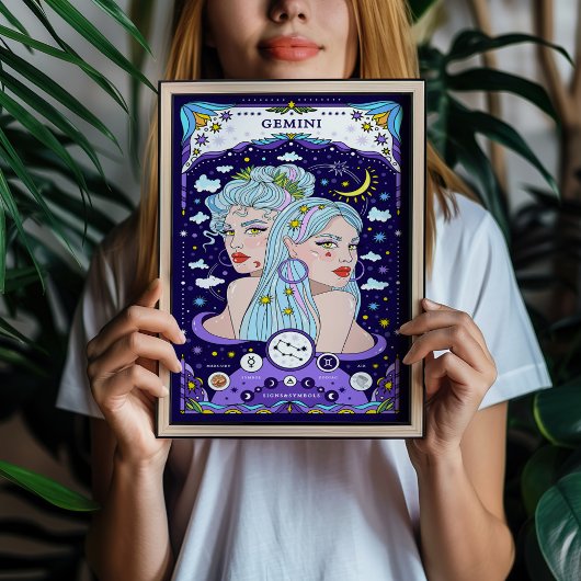 Gemini Zodiac Blue Poster - Versatile und Airy