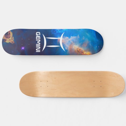 Gemini Zodiac Blue Skateboard (Horizontal)
