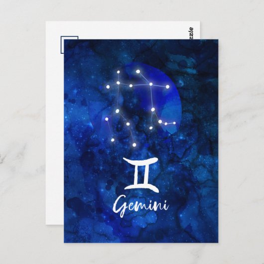 Gemini Zodiac Constellation Blue Galaxy Celestial Postkarte (Vorne/Hinten)
