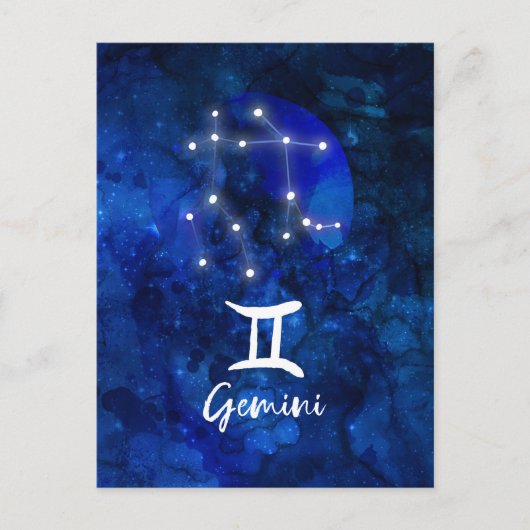 Gemini Zodiac Constellation Blue Galaxy Celestial Postkarte (Vorderseite)