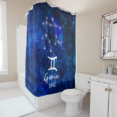Gemini Zodiac Constellation Blue Galaxy Monogramm Duschvorhang (Beispiel)