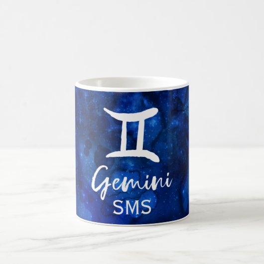 Gemini Zodiac Constellation Blue Galaxy Monogramm Kaffeetasse (Mittel)