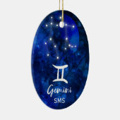 Gemini Zodiac Constellation Blue Galaxy Monogramm Keramik Ornament (Rechts)