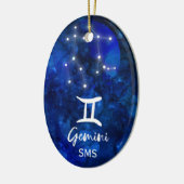 Gemini Zodiac Constellation Blue Galaxy Monogramm Keramik Ornament (Links)