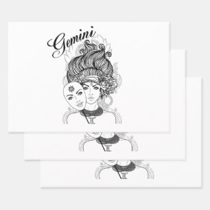 Gemini Zodiac Design Geschenkpapier Set