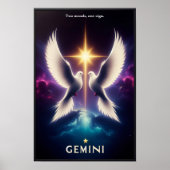 Gemini Zodiac Doves in Harmonie Poster (Vorne)