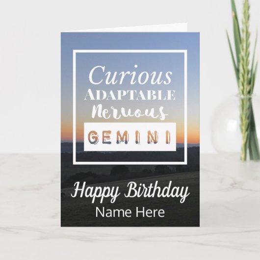Gemini Zodiac Fun Charakteristika Geburtstag Karte (Vorderseite)