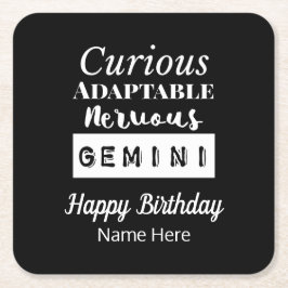 Gemini Zodiac Fun Charakteristika Geburtstag Rechteckiger Pappuntersetzer