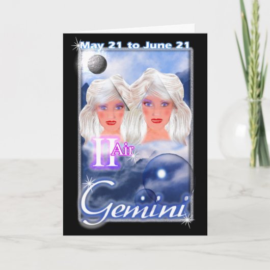Gemini Zodiac Geburtstagskarte Karte (Vorderseite)