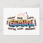 Gemini Zodiac Graffiti Postkarte (Vorderseite)