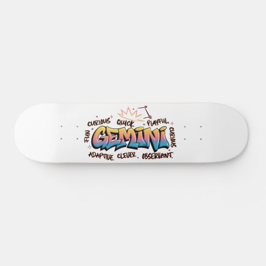 Gemini Zodiac Graffiti Skateboard (Horizontal)