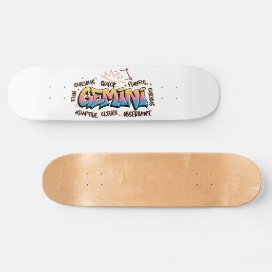 Gemini Zodiac Graffiti Skateboard (Horizontal)