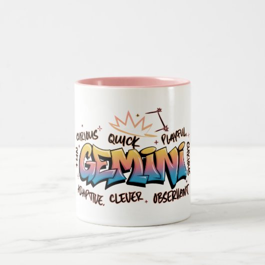 Gemini Zodiac Graffiti Zweifarbige Tasse (Mittel)