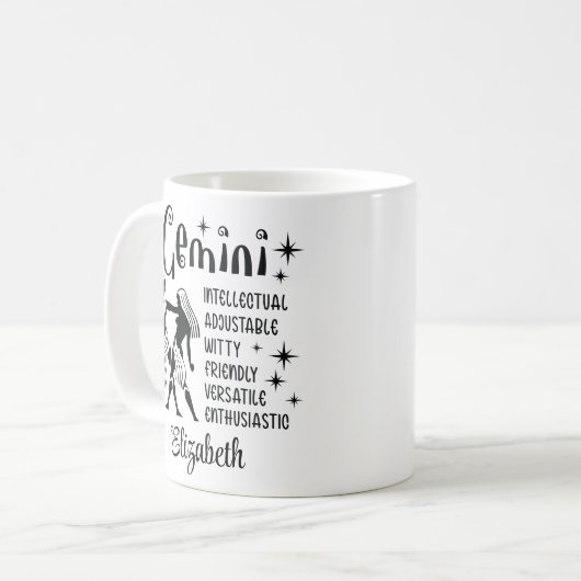 Gemini Zodiac Horoskop Individuelle Name Kaffeetasse (Vorderseite Links)