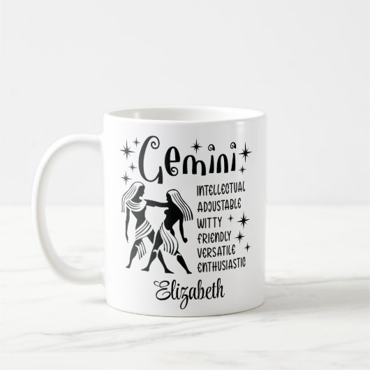 Gemini Zodiac Horoskop Individuelle Name Kaffeetasse (Links)