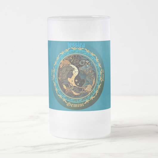 Gemini Zodiac individuell anpassbar Mattglas Bierglas (Mittel)
