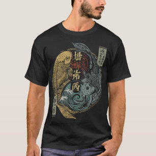 Gemini Zodiac Japanische Kunst Yin Yang Koi Fish T-Shirt